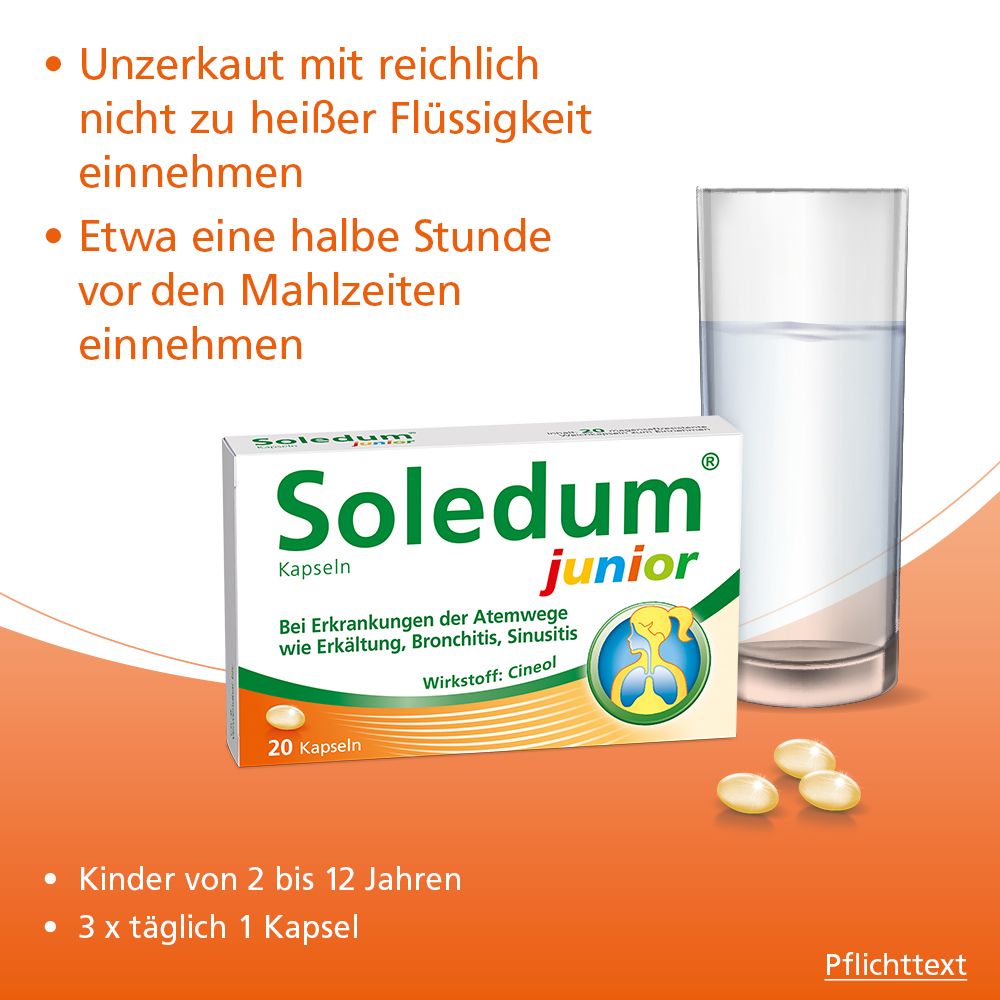 Soledum® Kapseln junior bei Erkältung, Bronchitis & Sinusitis