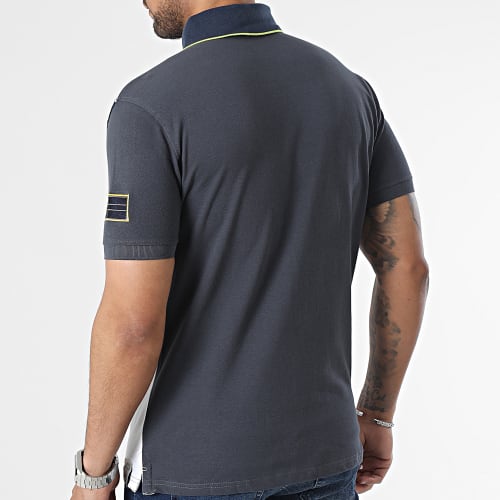 Polo Manches Courtes Bleu Marine Blanc