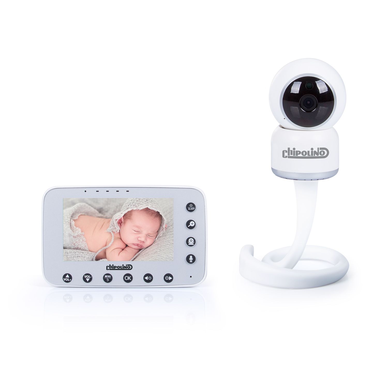 Chipolino Video-Babyphone Atlas 4,3 Zoll, Nachtsicht, Alarm, Temperatursensor weiß