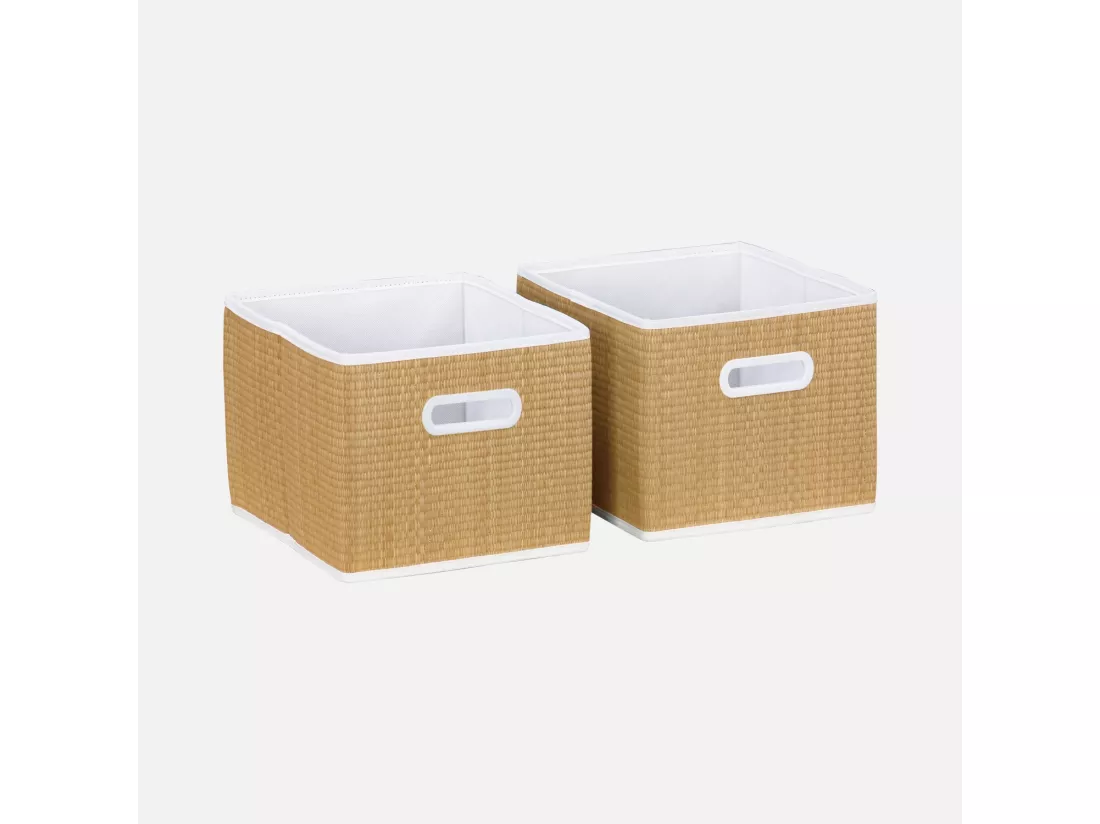 Meuble de rangement pour enfant avec 7 compartiments et 6 paniers en fibre végétale