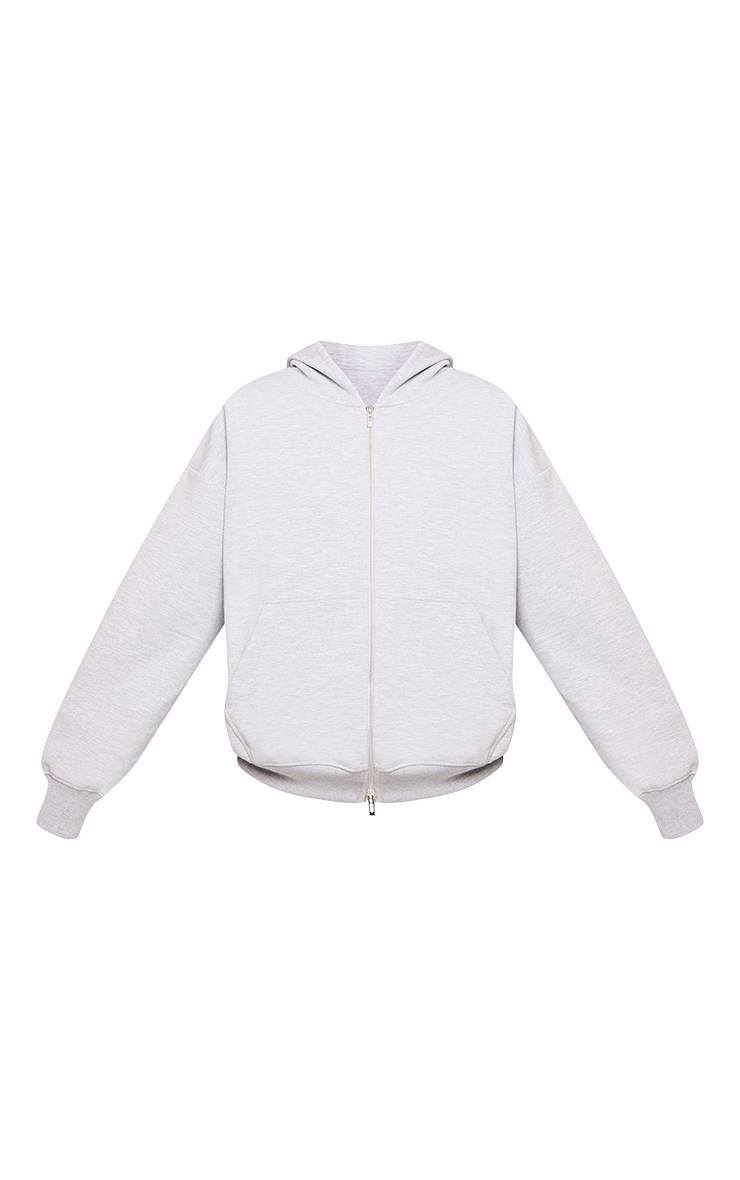 Gris Chiné Sweat À Casynthétiqueche Zippé Double Fermeture En Jersey Interlock