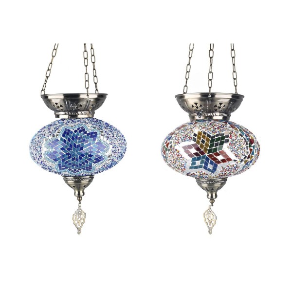 Suspension verre métal multicouleur (25 x 25 x 40 cm) (2 unités)