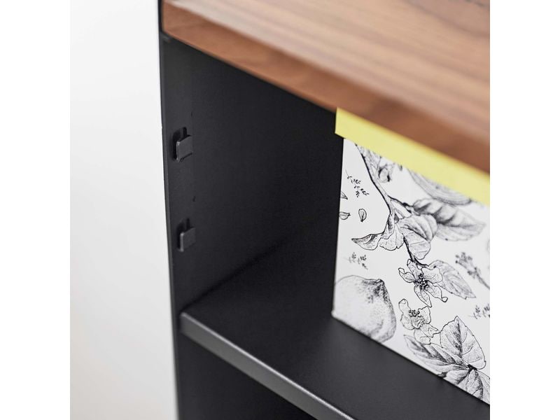 Yamazaki Servierwagen Tower 60.3 x 59 cm, Schwarz Halbgeschlossener Aufbewahrungswagen