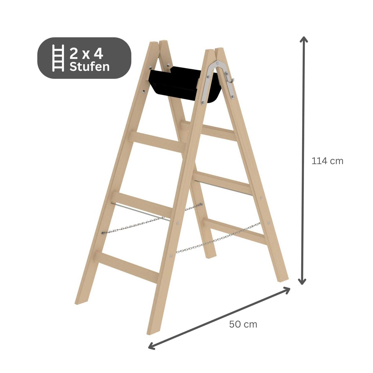PROREGAL Houten trapladder met 2 x 4 sporten