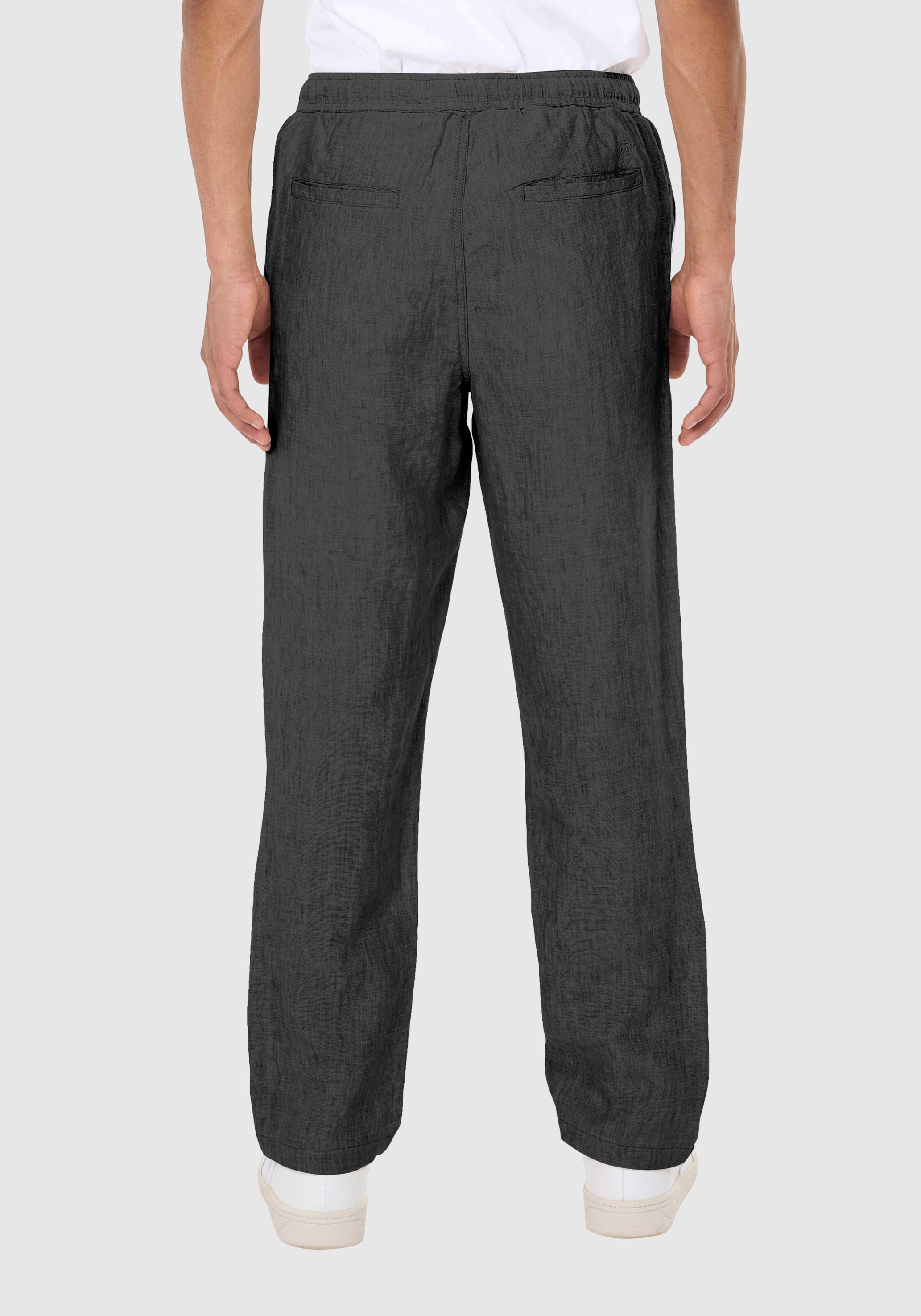 Knowledge Cotton Apparel Leinenhose Fig Loose Linen Pants Black Jet
