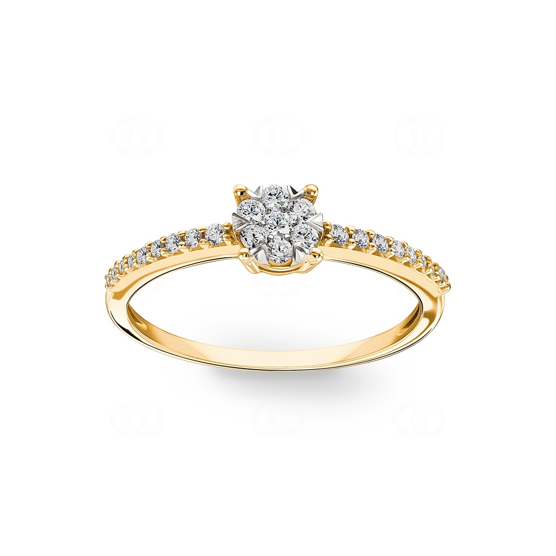 Verlobungsring 750/18 K Gelbgold mit Diamanten 0.24 ct H/si