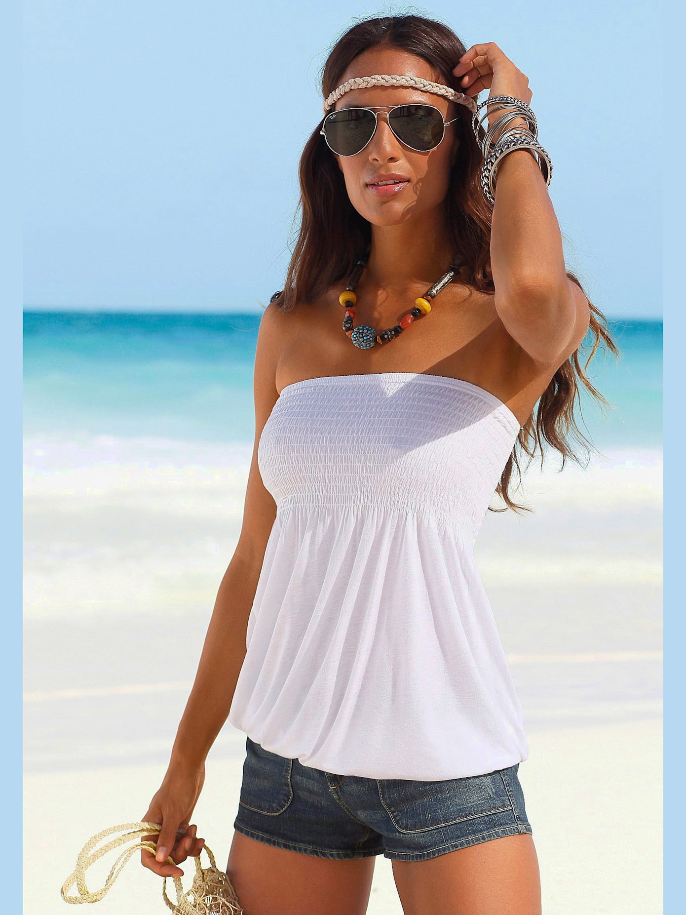 Haut de maillot de bain bandeau viscose fluide