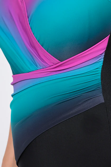 Badeanzug, Drapierung, Farbverlauf, Softcups, recycelt, schwarz
