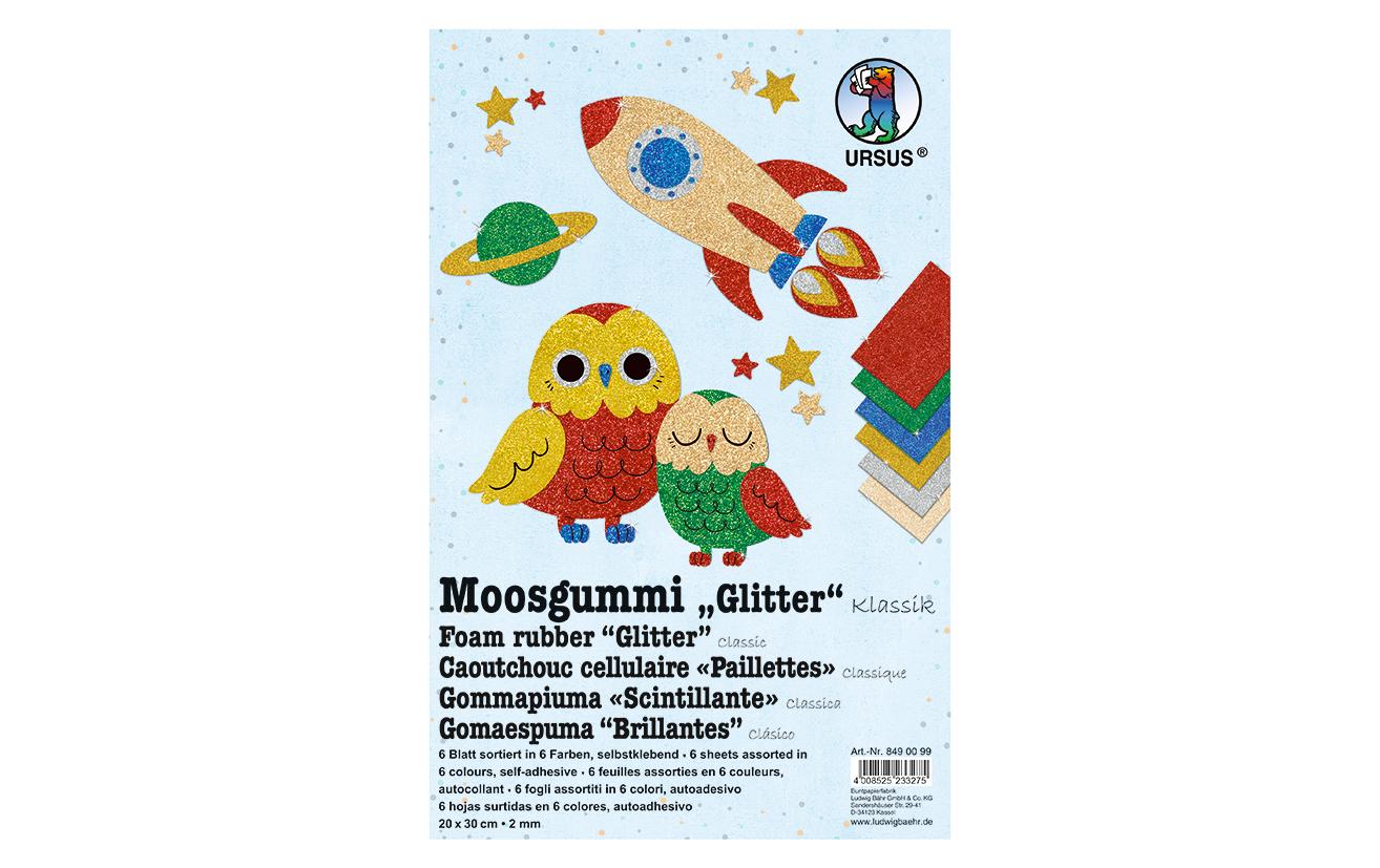 Moosgummi-Set Glitter Klassik selbstklebend, 10 StückMoosgummi Glitter