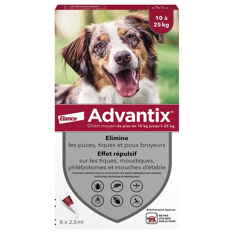 Advantix chien moyen, de 10 kg à 25 kg