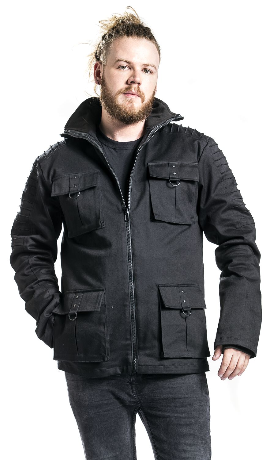 Manteau D'Hiver Avec Poches À Rabats Coutures Décoratives | Gothicana by EMP Veste d'hiver