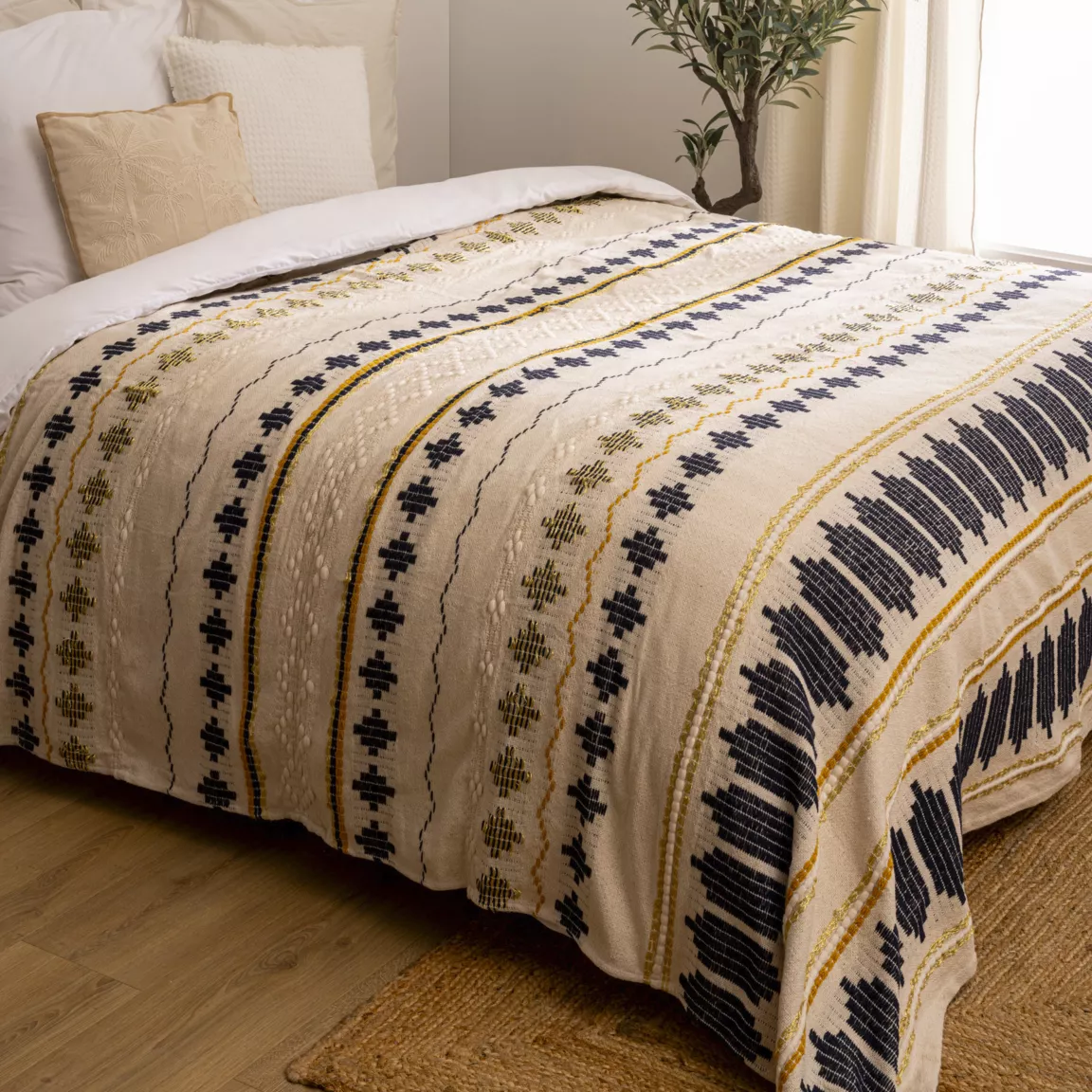 Couvre-lit coton (260 x 240 cm) Ilabay Beige