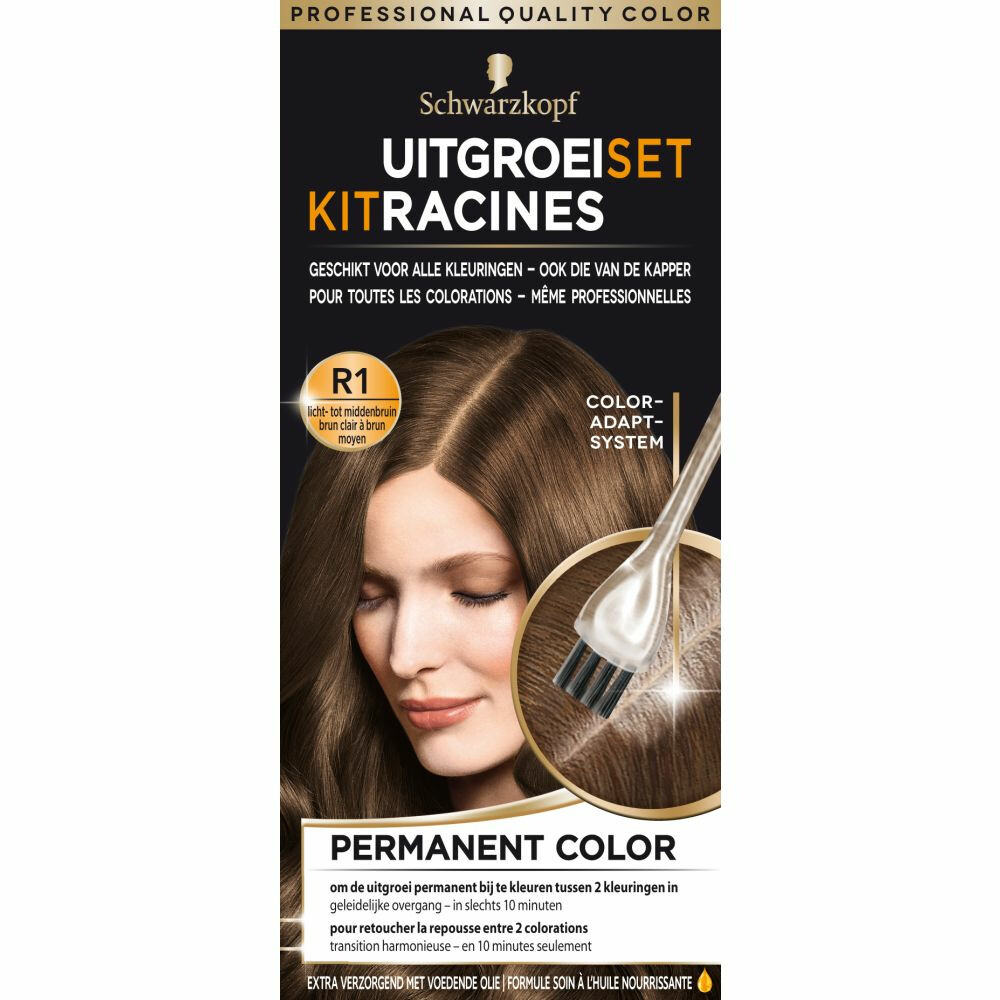 Schwarzkopf Uitgroeiset Haarverf Licht tot Middenbruin R1