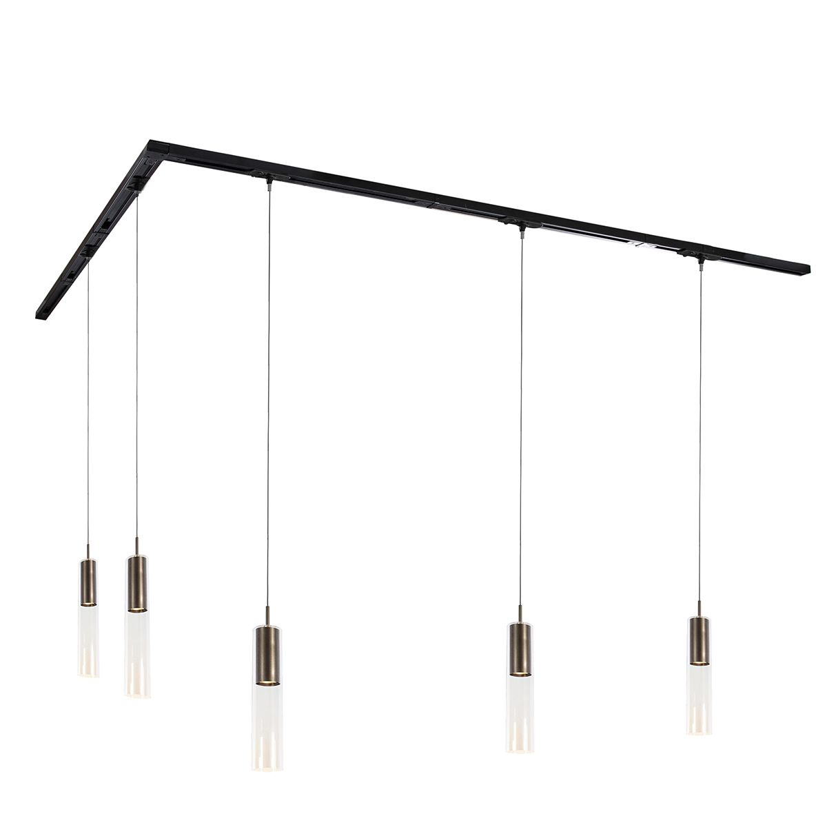 Modern railsysteem met 5 hanglampen donker brons 1-fase - Iconic Lloyd