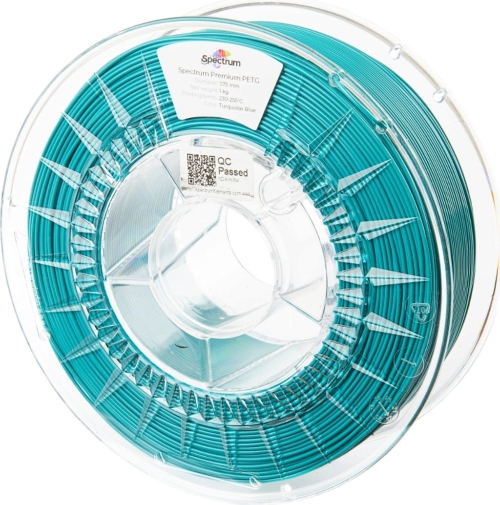 Spectrum  PETG Premium Turquoise Blue, 1,75 mm / 1000 g    Vielfältiges Filament mit hoher Transparenz & Temperaturbeständigkeit