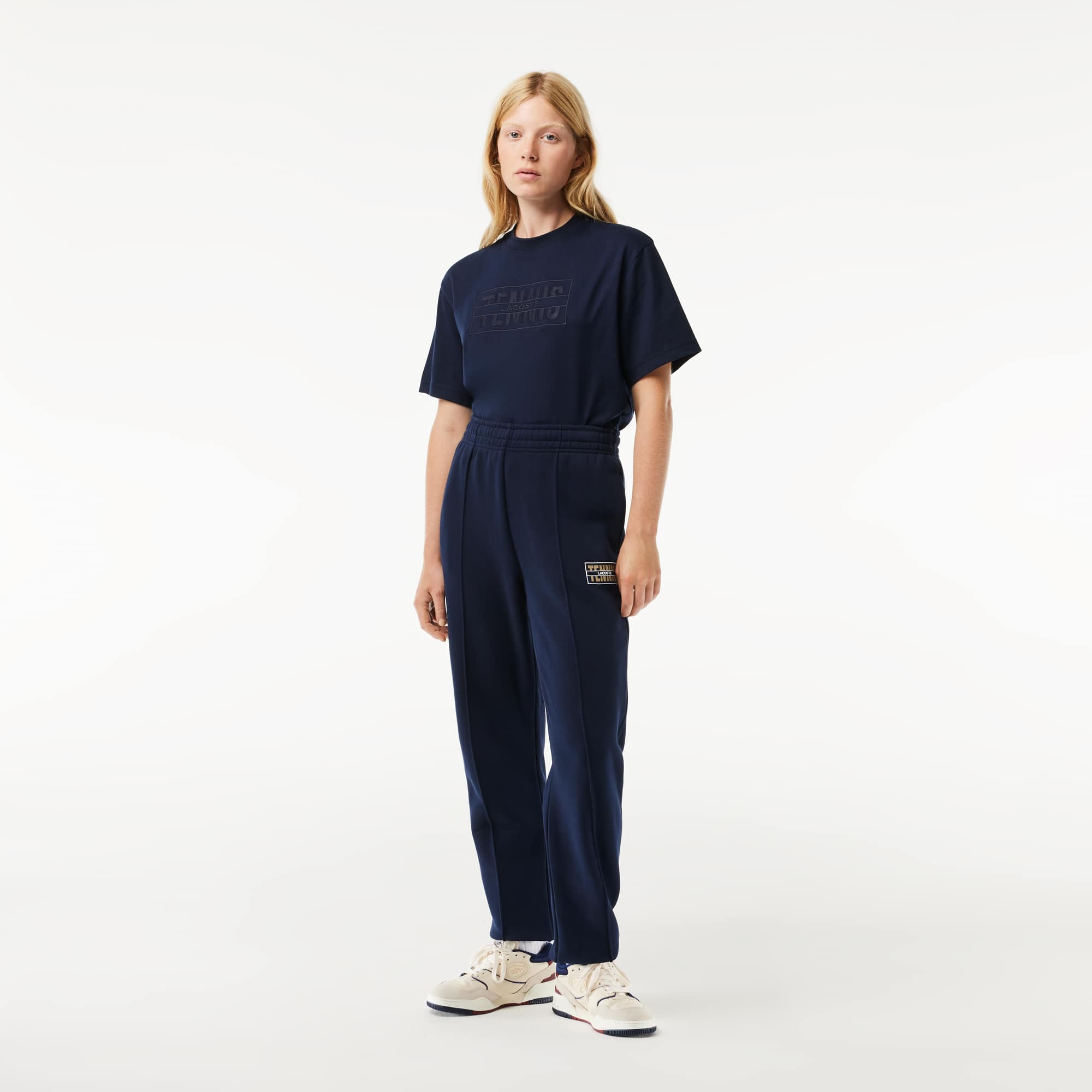 Pantalon de survêtement Jogger imprimé tennis en molleton Pantalons de survêtement - Bleu - Lacoste - Femme