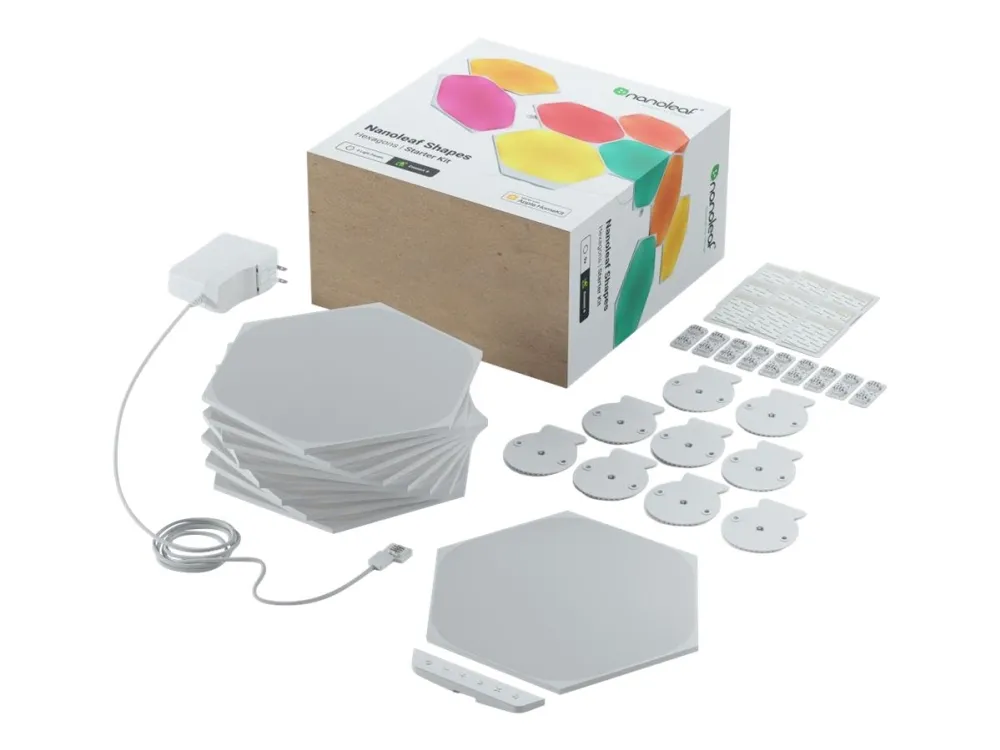 Nanoleaf Shapes Smarter Kit - Trådløst belysningssæt - LED x 9 - 2 W - klasse G - 16 millioner farver - 1200-6500 K - hexagon