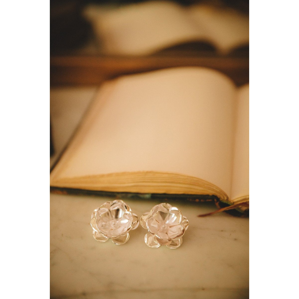 maxi boucles d'oreilles puces fleurs plaqué argent - AGLAÉ