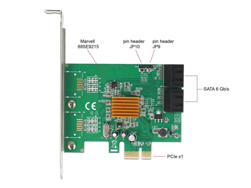 Delock SATA-Controller PCI-Ex1- 4x SATA Marvell 88SE9215 Ch Delock 4 Port SATA PCI Express Karte