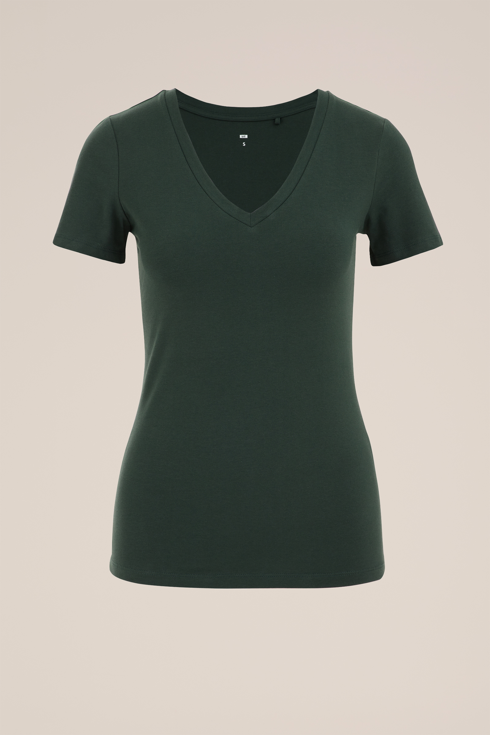 T-shirt met V-hals WE Fashion Legergroen