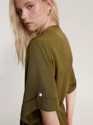 Vestido camisa midi de corte folgado