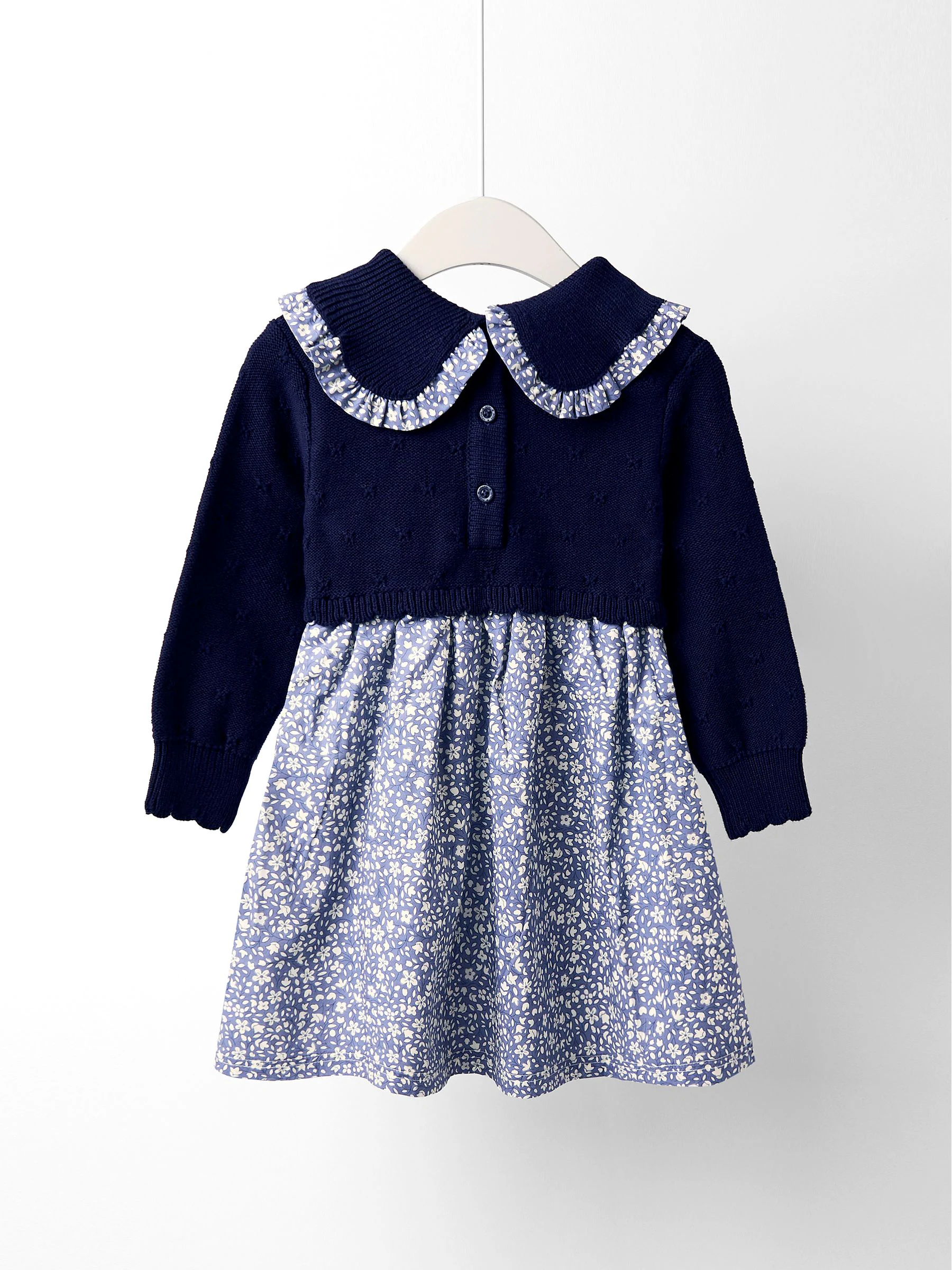 Marineblauw met bloemenprint - JoJo Maman Bébé Knitted Combo Dress