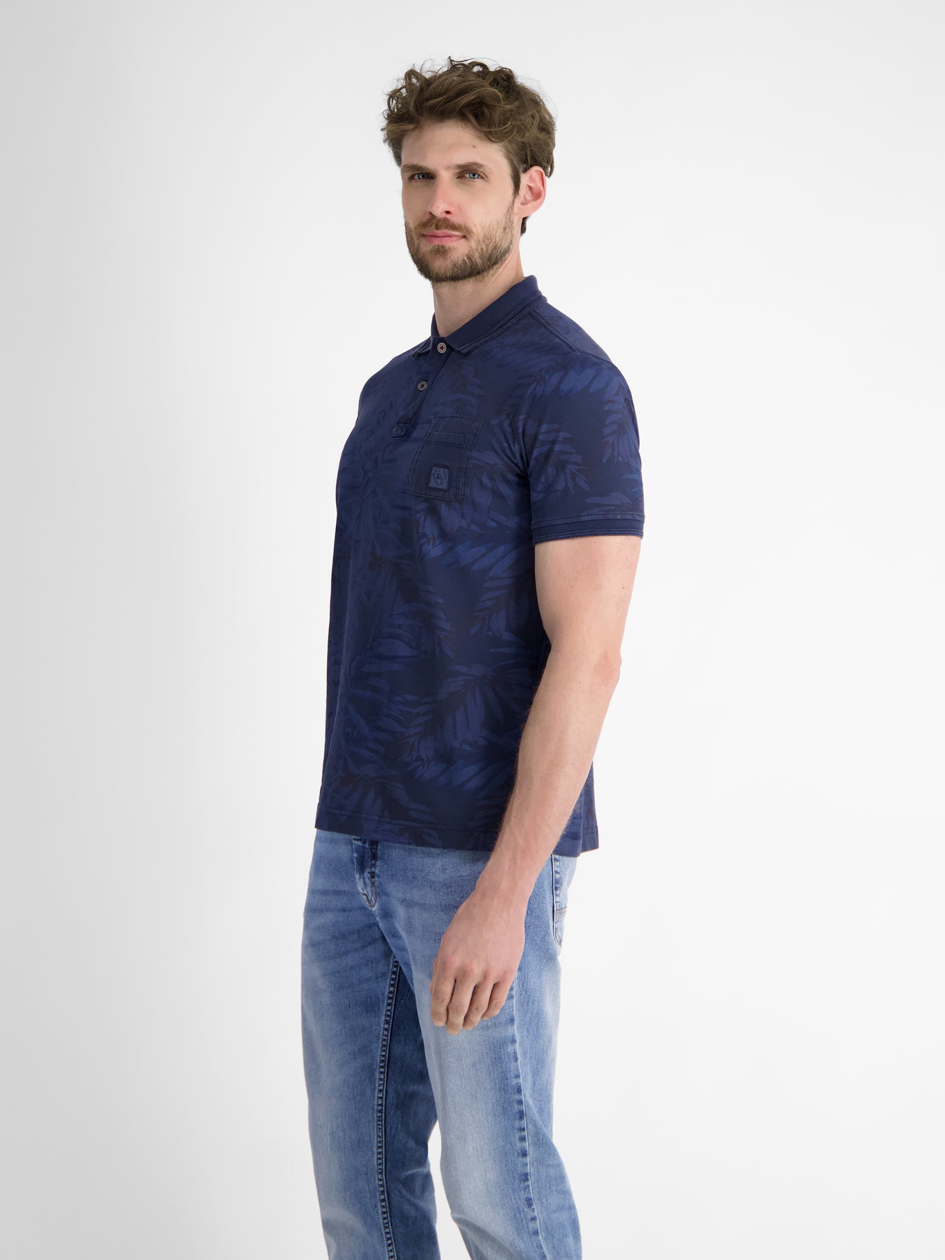 Herren Poloshirt, floral bedruckt