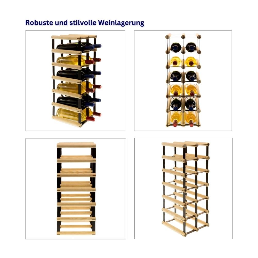 PROREGAL Modulair Wijnrek Vinotega Mod Metaal HxBxD 62,5 x 22,5 x 24,5 cm 2 x 6 Flessen Massief grenenhout Bruin Geolied