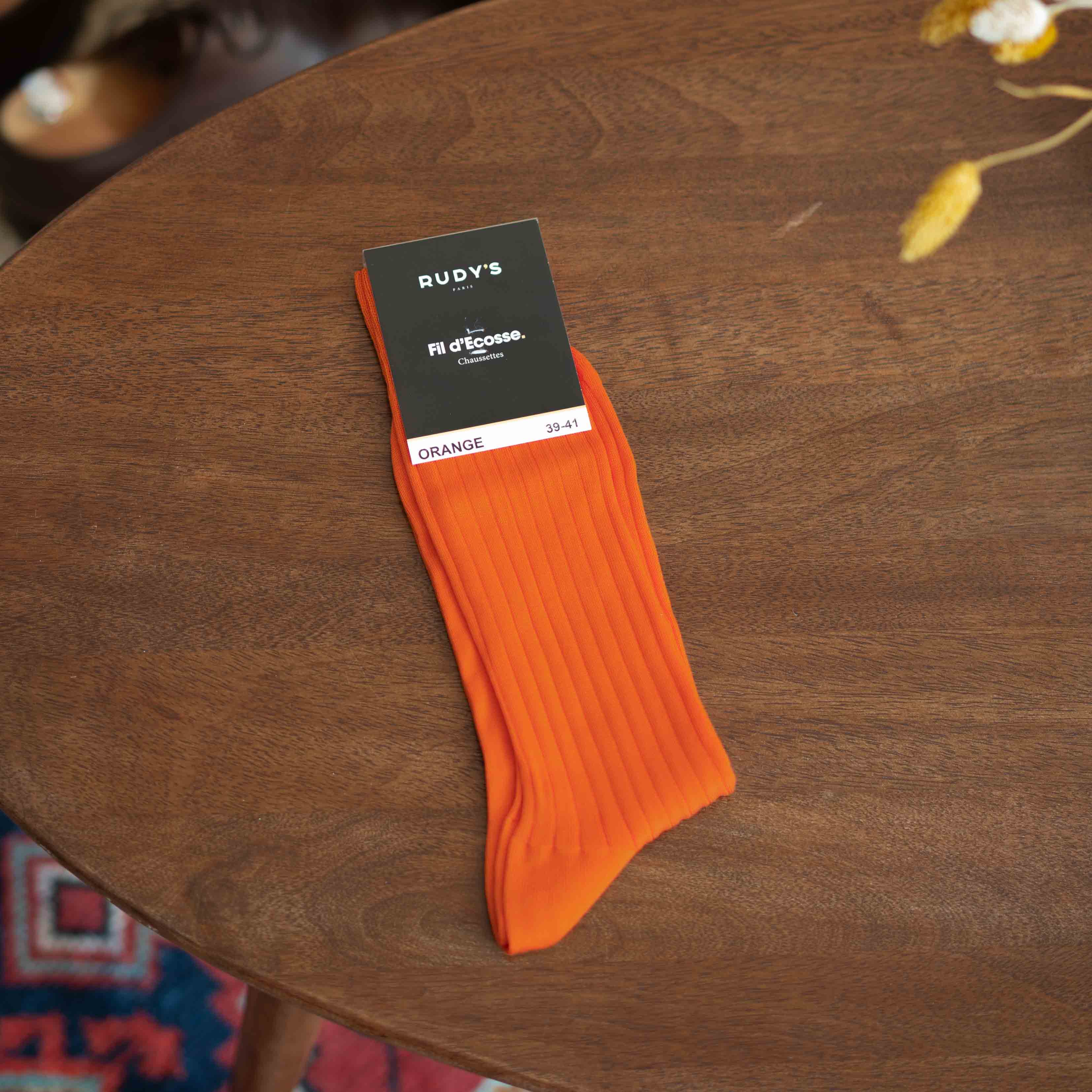 Chaussettes Fil D'Ecosse Orange-Chaussettes fil d'Ecosse