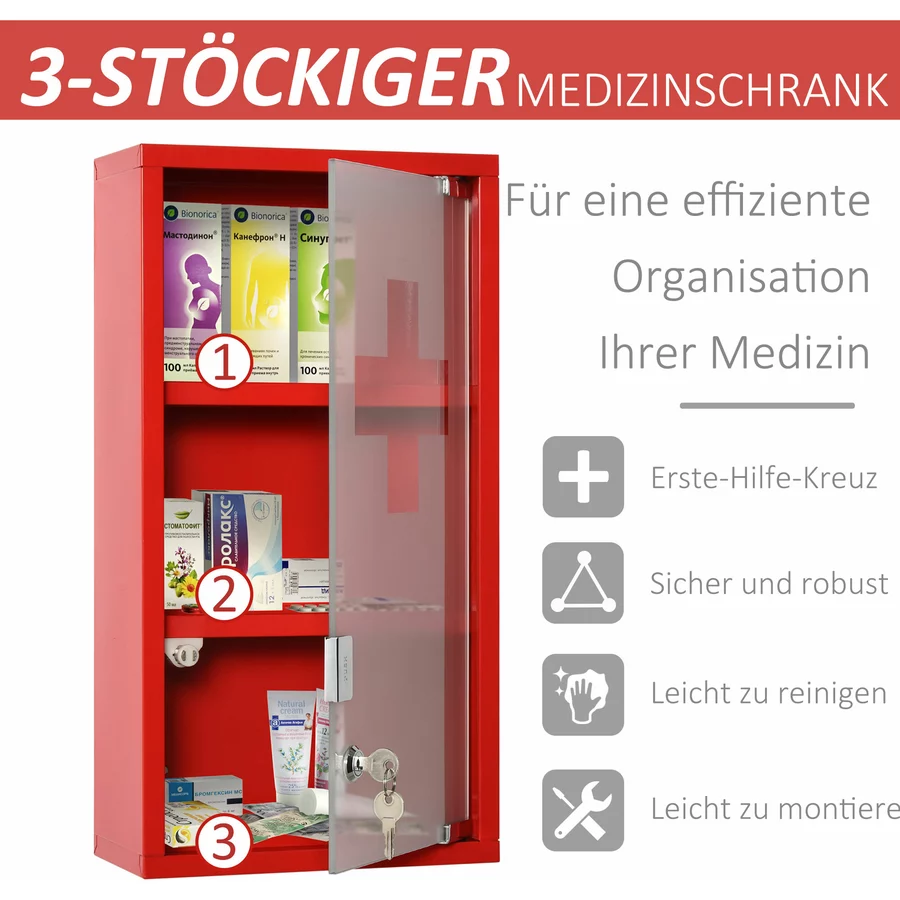 kleankin Medizinschrank rot