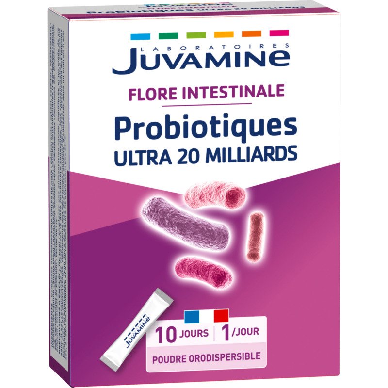 Complément alimentaire Juvamine Probiotiques Ultra 20 milliards - Boîte de 10 sticks