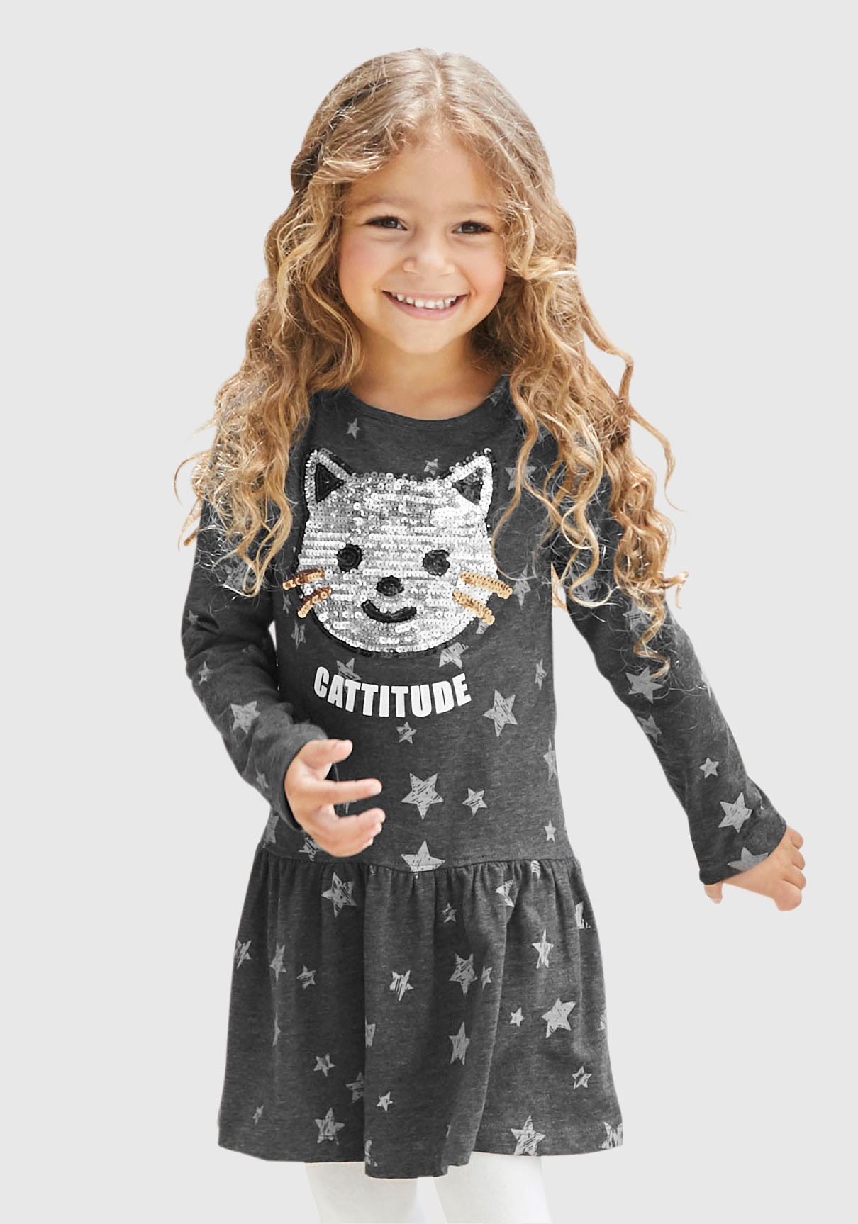 KIDSWORLD Jerseykleid »Kleid mit Pailletten« Shirtkleid mit süsser Paillettenapplikation