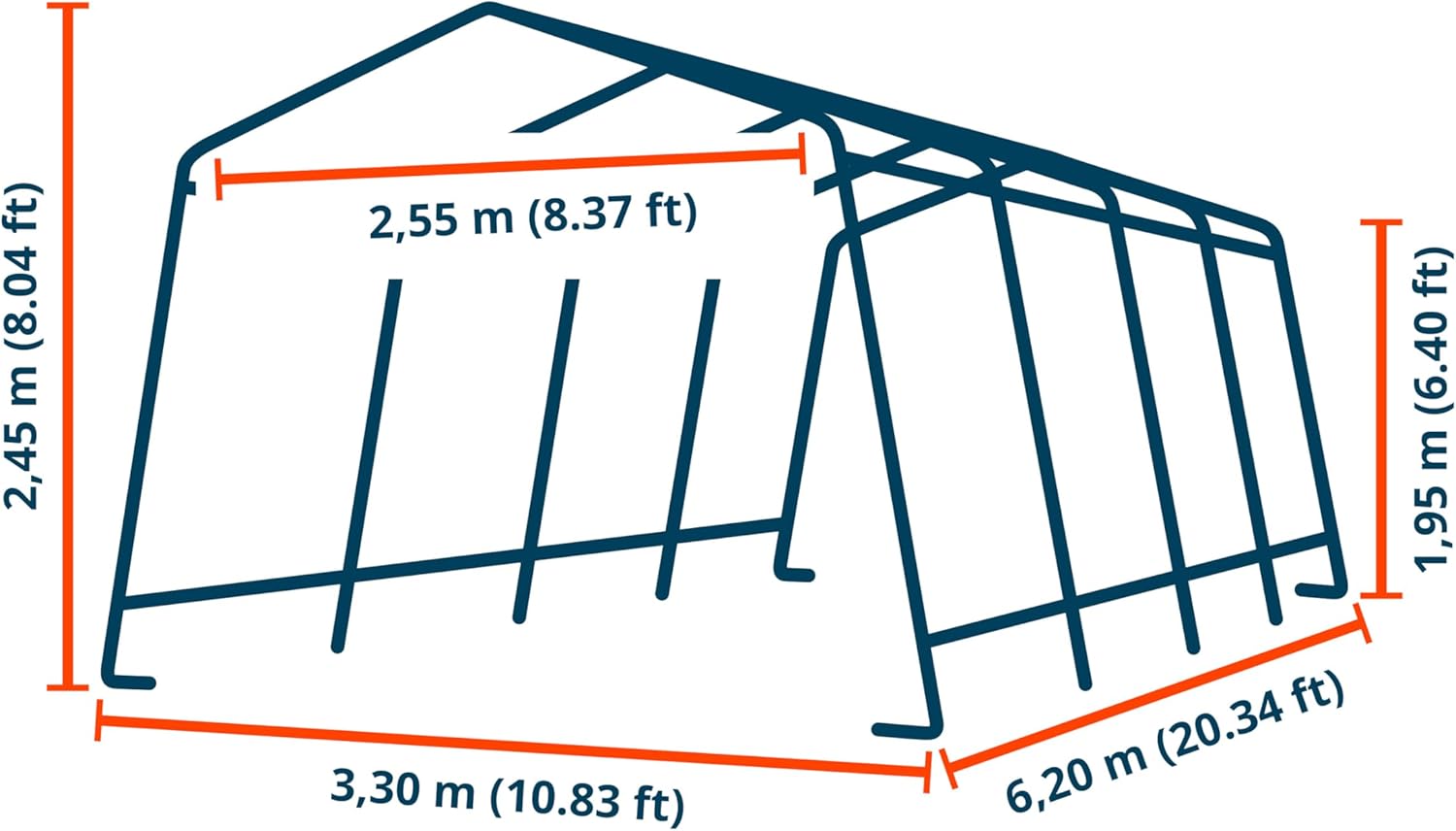 TOOLPORT Zeltgarage 3,3 x 6,2 m Premium Carport PE 600 N Plane Unterstand Lagerzelt Garage in grün