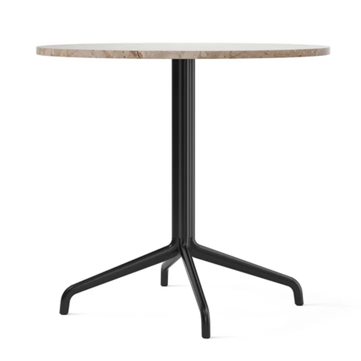 Audo - Harbour Column Bistrotisch Ø 80 cm, vierfuss, Marmor Kunis Breccia / schwarz