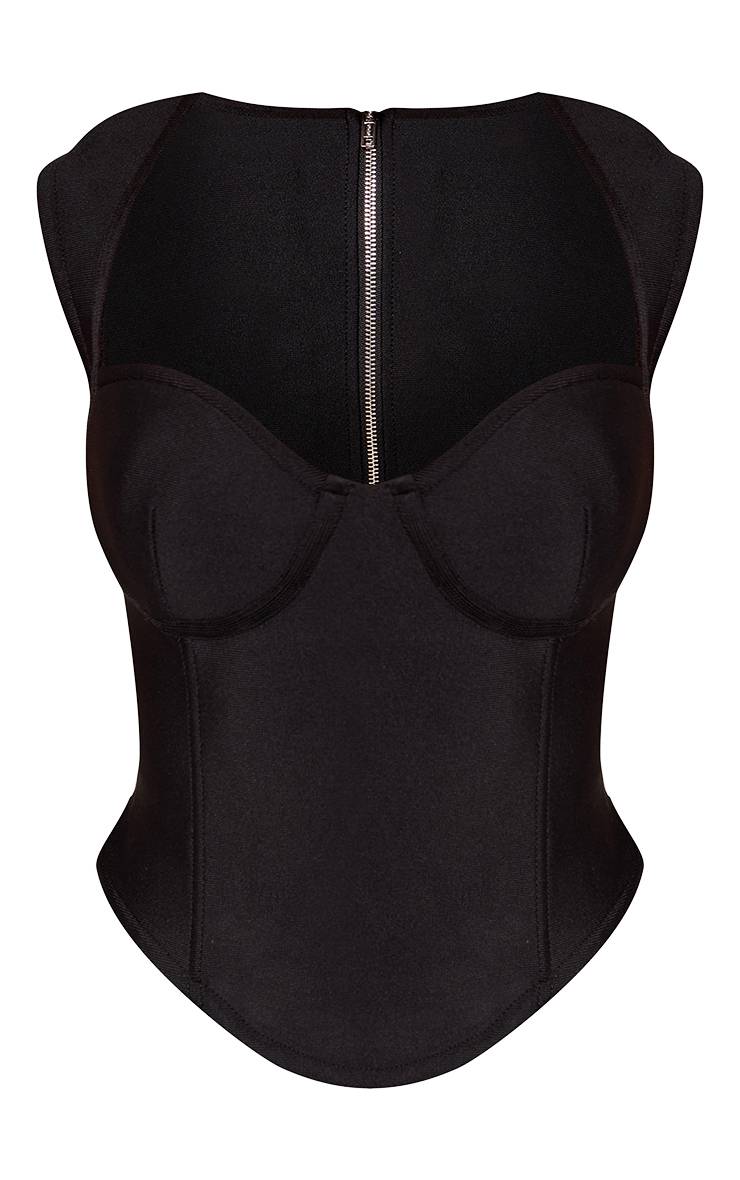 Noir Top Corset Bandage À Manches Courtes Shape