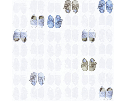 Vliesbehang 35862-2 Little Stars babyschoentjes blauw