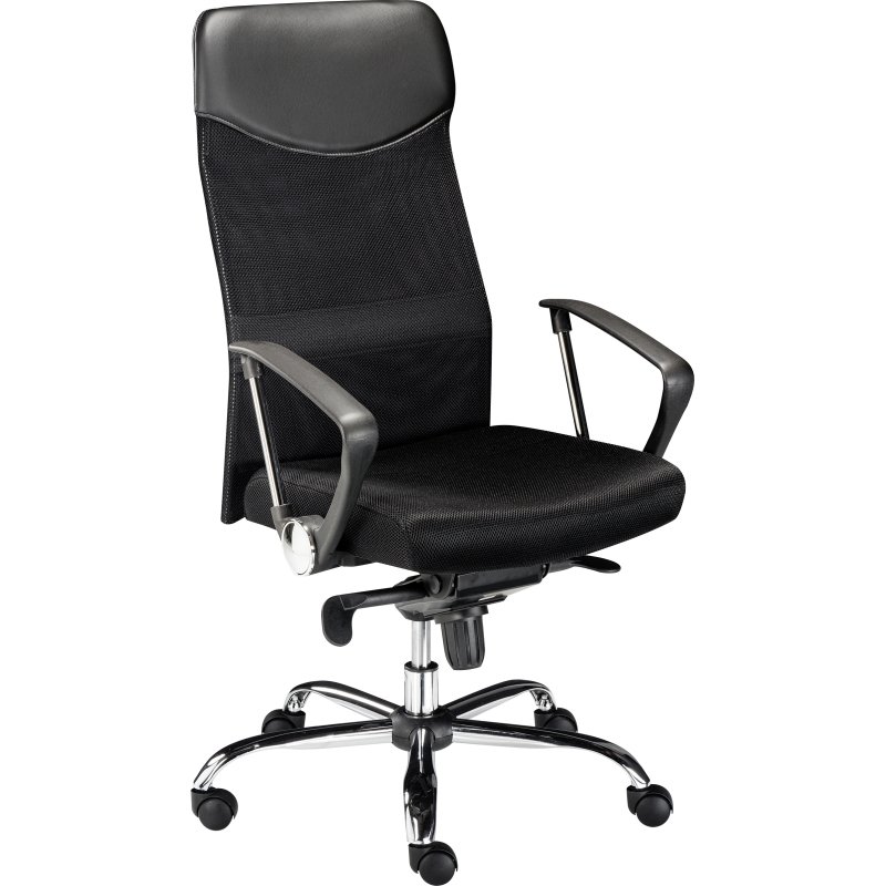 Fauteuil de bureau Lanzio tissu et maille - avec accoudoirs, appui-tête et soutien lombaire - Mécanisme Basculant axe décalé - Pied Chrome
