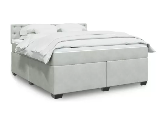 Sommier à lattes de lit et matelas Gris clair 180x200cm Velours