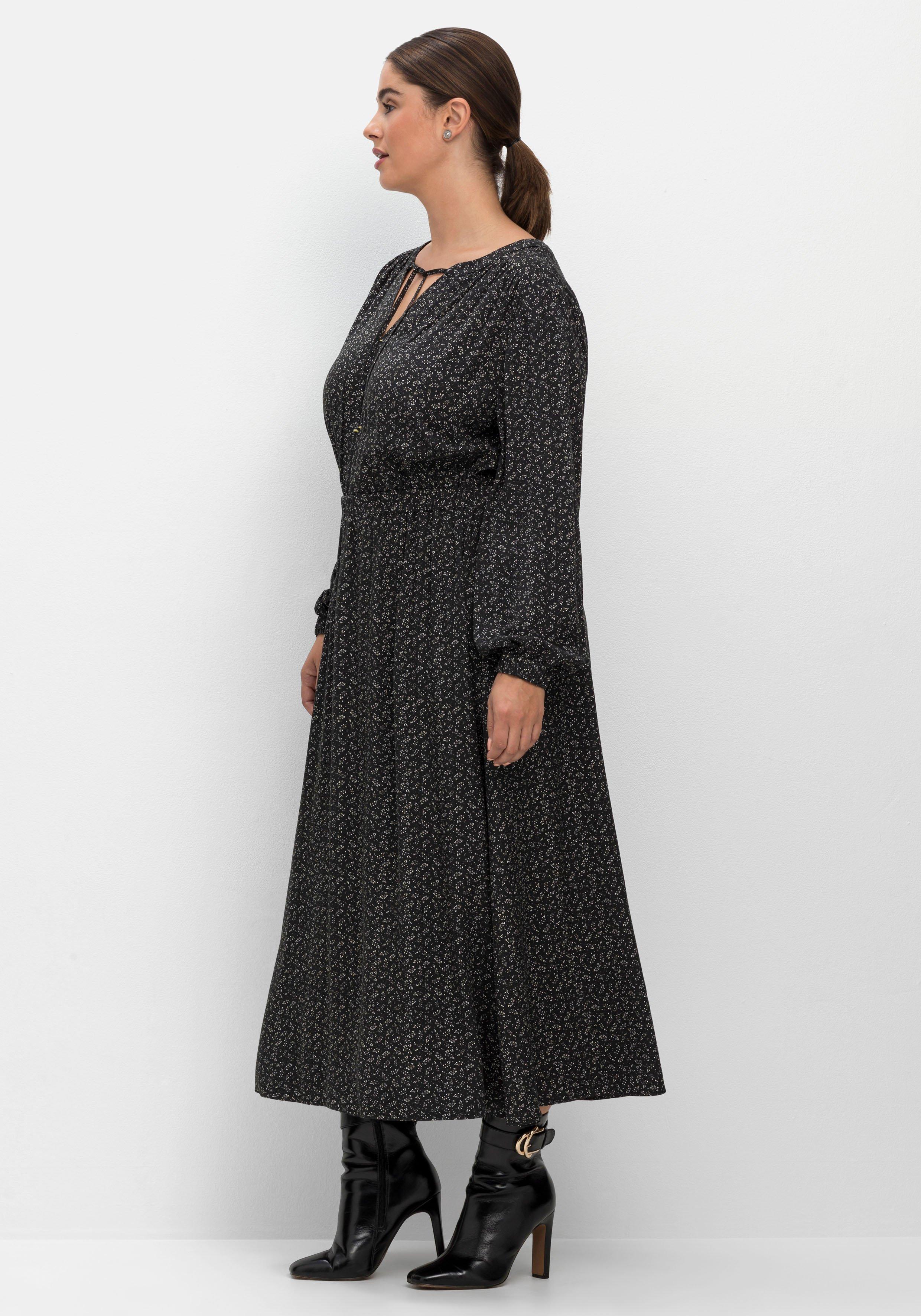 Midikleid mit Blumendruck und Taillen-Gummizug