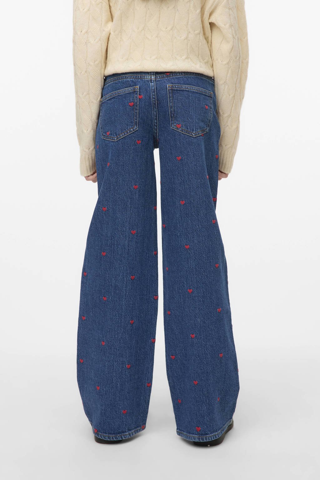 VERO MODA GIRL high waist wide leg jeans medium blue denim