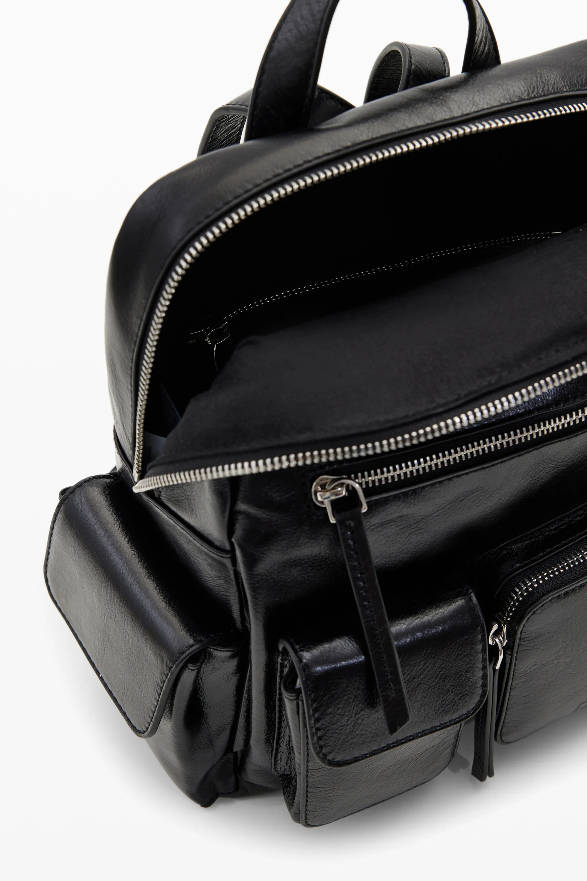 Mochila de couro M com bolsos