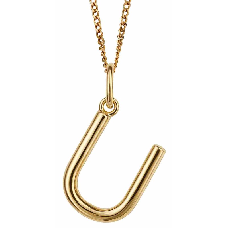Collier lettre U plaqué or en argent 925/1000