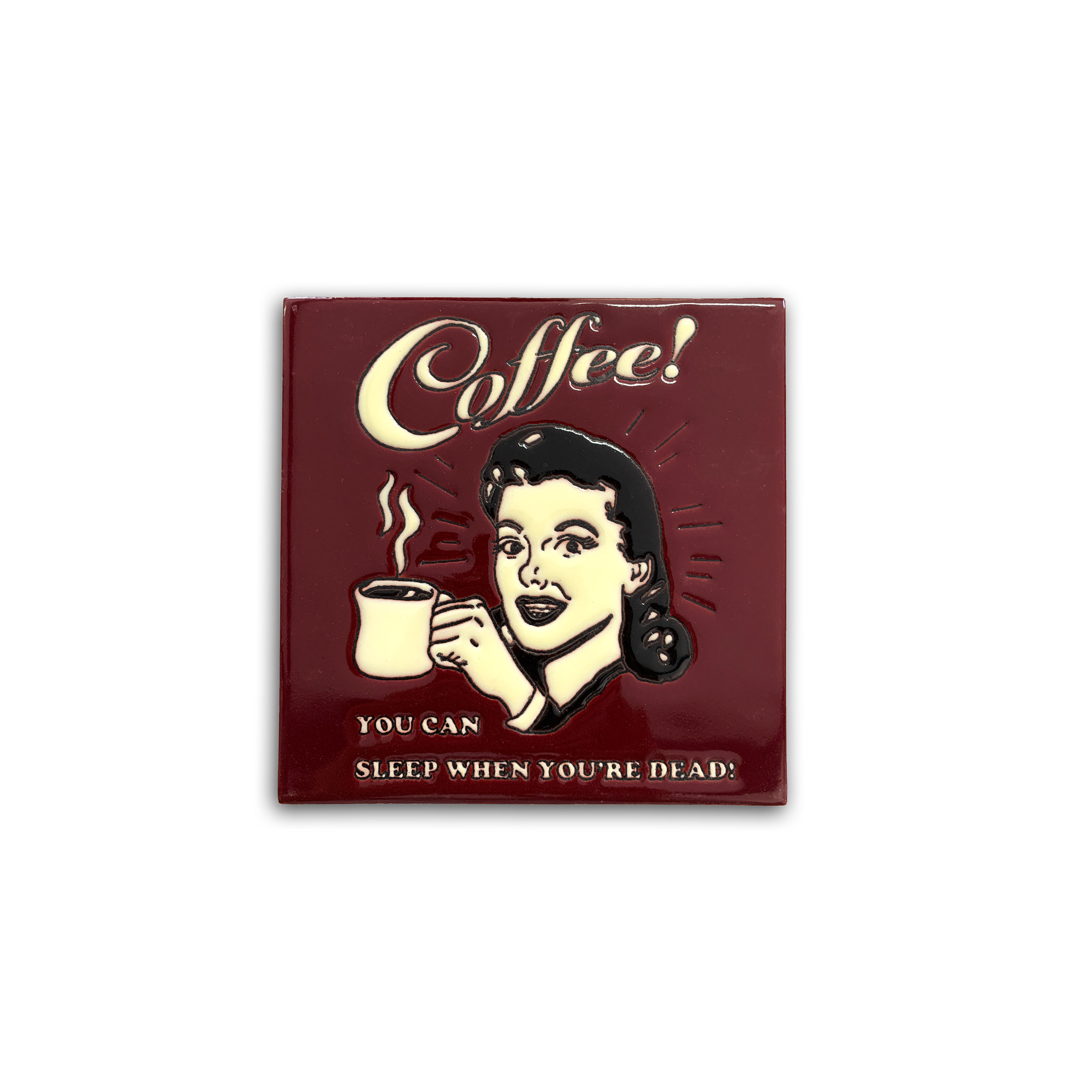 Reliefkachel 'Coffee', rot, H 15 cm, B 15 cm von fischer's lagerhaus