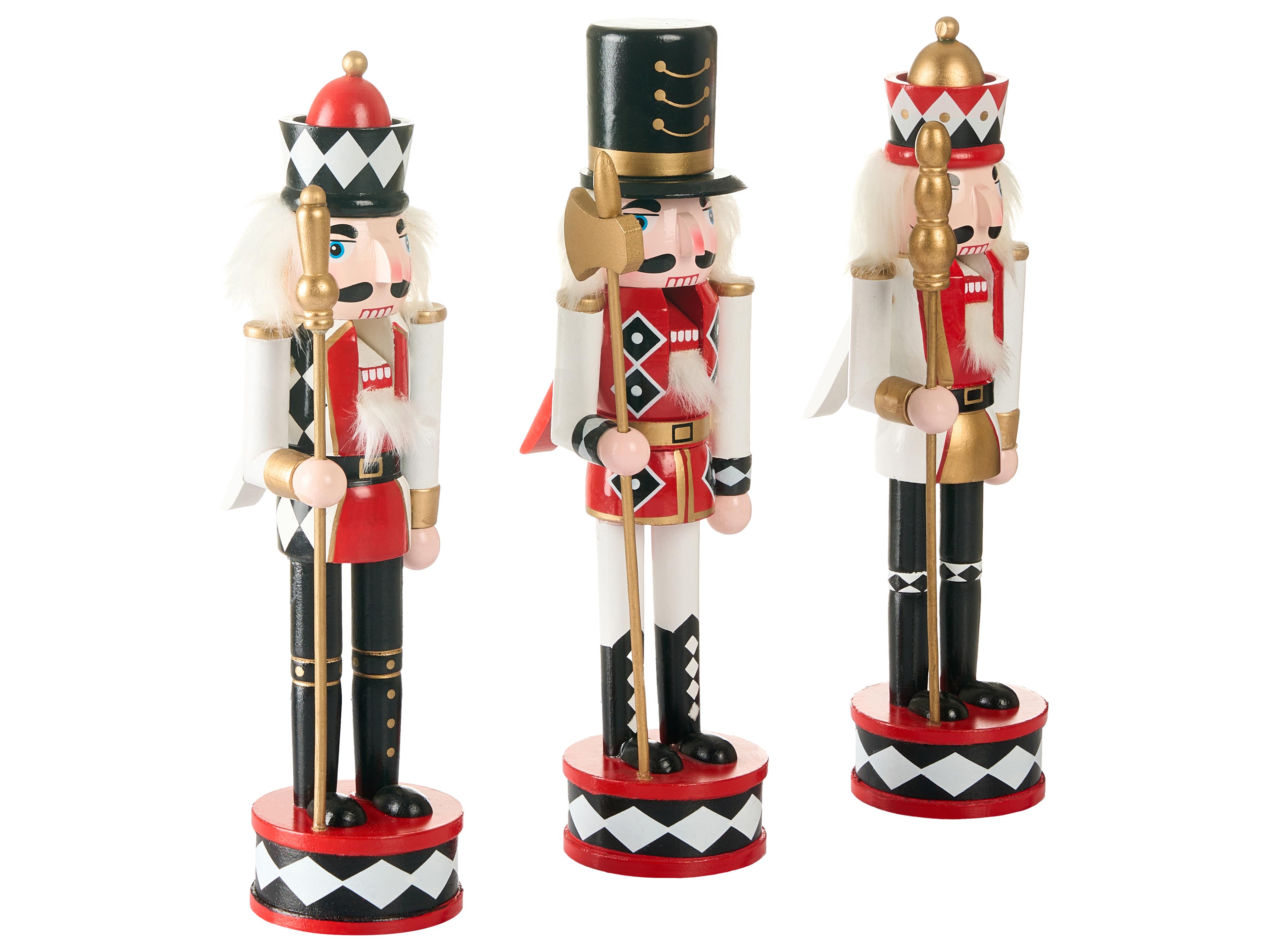 Set van 3 figuren RICKLEAN Notenkraker 30 cm Rood/wit