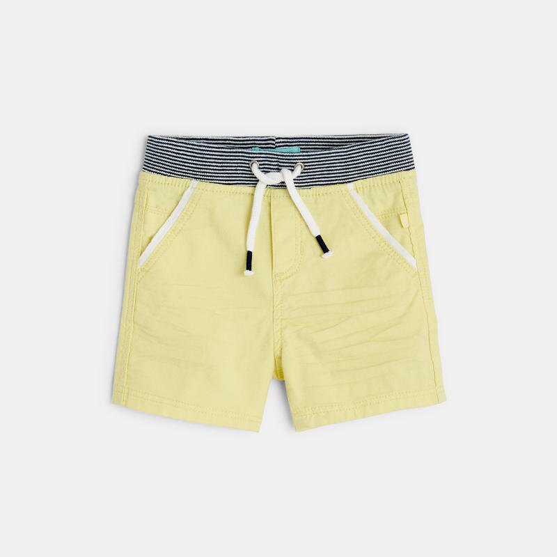 Short toile à ceinture élastiquée jaune bébé garçon Jaune