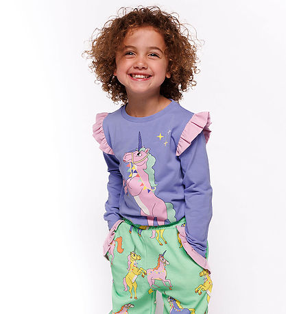 Småfolk Bluse - Purple Delight m. Einhorn