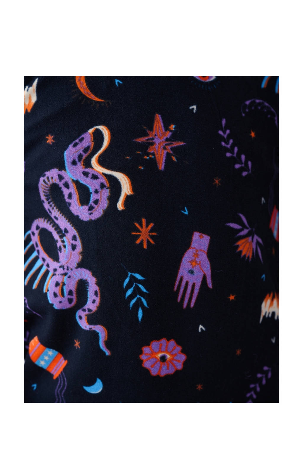 Shoeby longsleeve met all over print zwart/oranje/paars