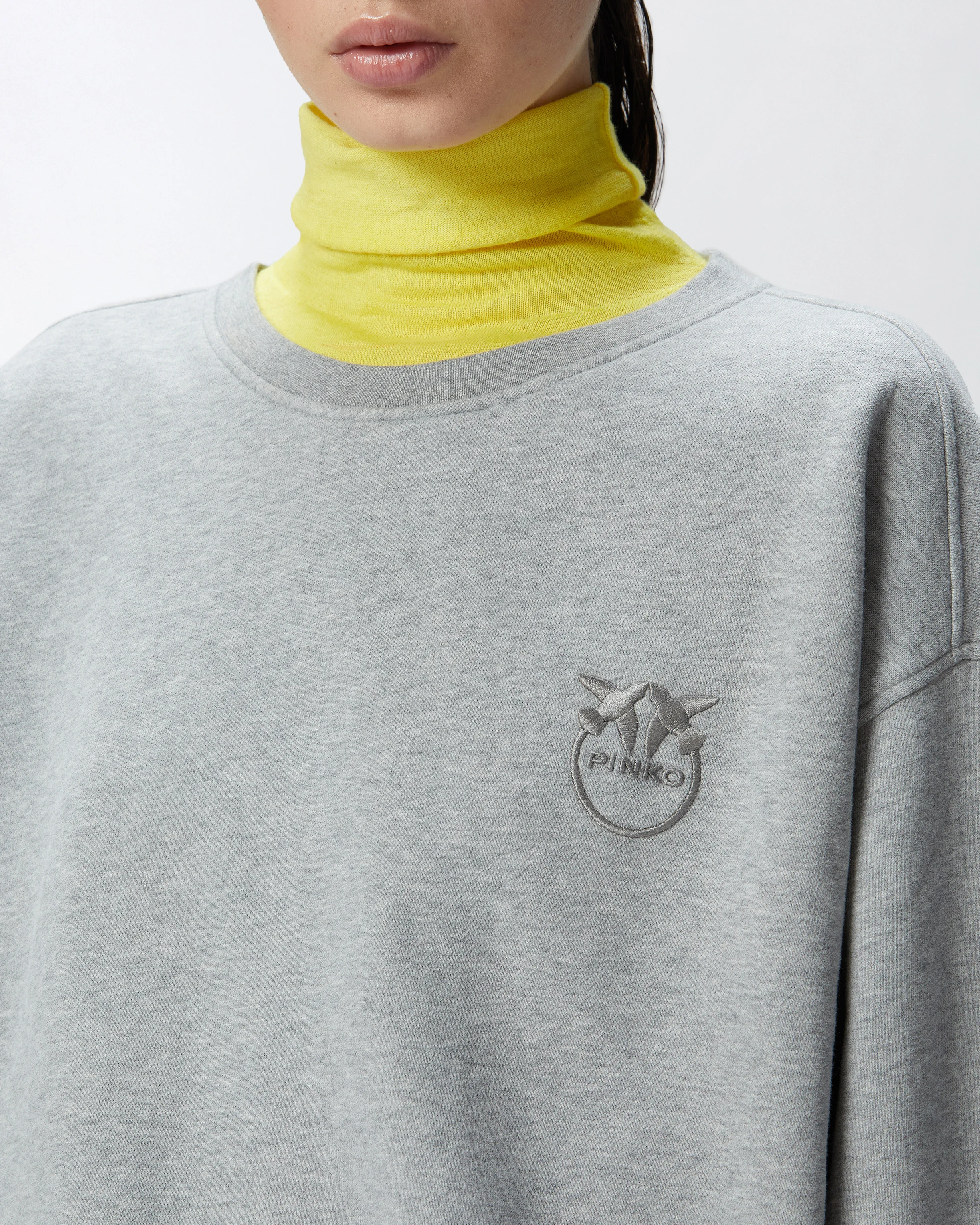 Sweat-shirt à col rond et logo brodé | Gris