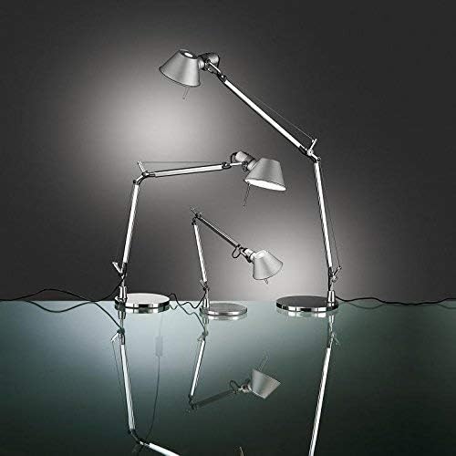 Artemide Tolomeo Micro LED Tischlampe mit Fuss, Länge 45 Höhe 37 max 73 cm, Aluminium