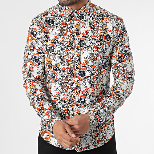 Chemise Manches Longues Blanc Orange